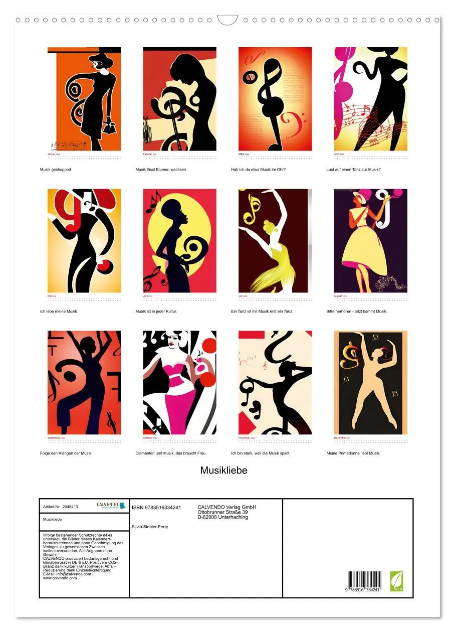 Bild: 9783516334241 | Musikliebe (Wandkalender 2026 DIN A2 hoch), CALVENDO Monatskalender