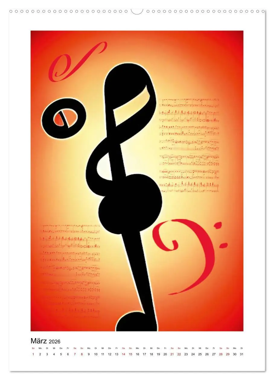 Bild: 9783516334241 | Musikliebe (Wandkalender 2026 DIN A2 hoch), CALVENDO Monatskalender