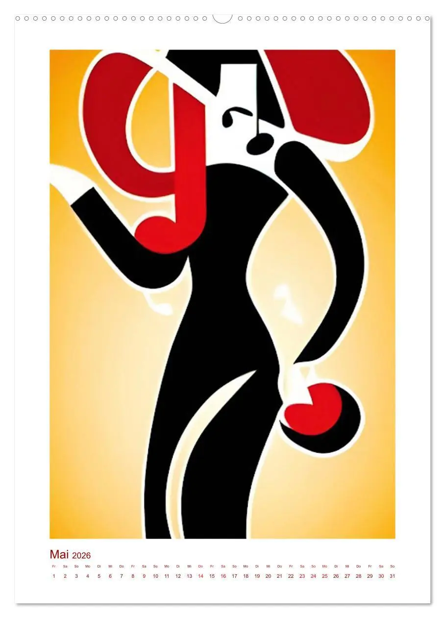 Bild: 9783516334241 | Musikliebe (Wandkalender 2026 DIN A2 hoch), CALVENDO Monatskalender