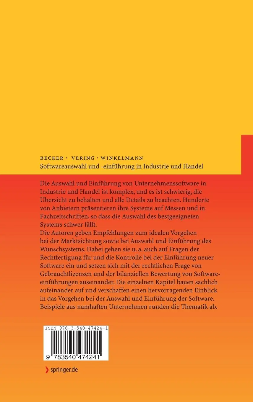 Rückseite: 9783540474241 | Softwareauswahl und -einführung in Industrie und Handel | Buch | xvi