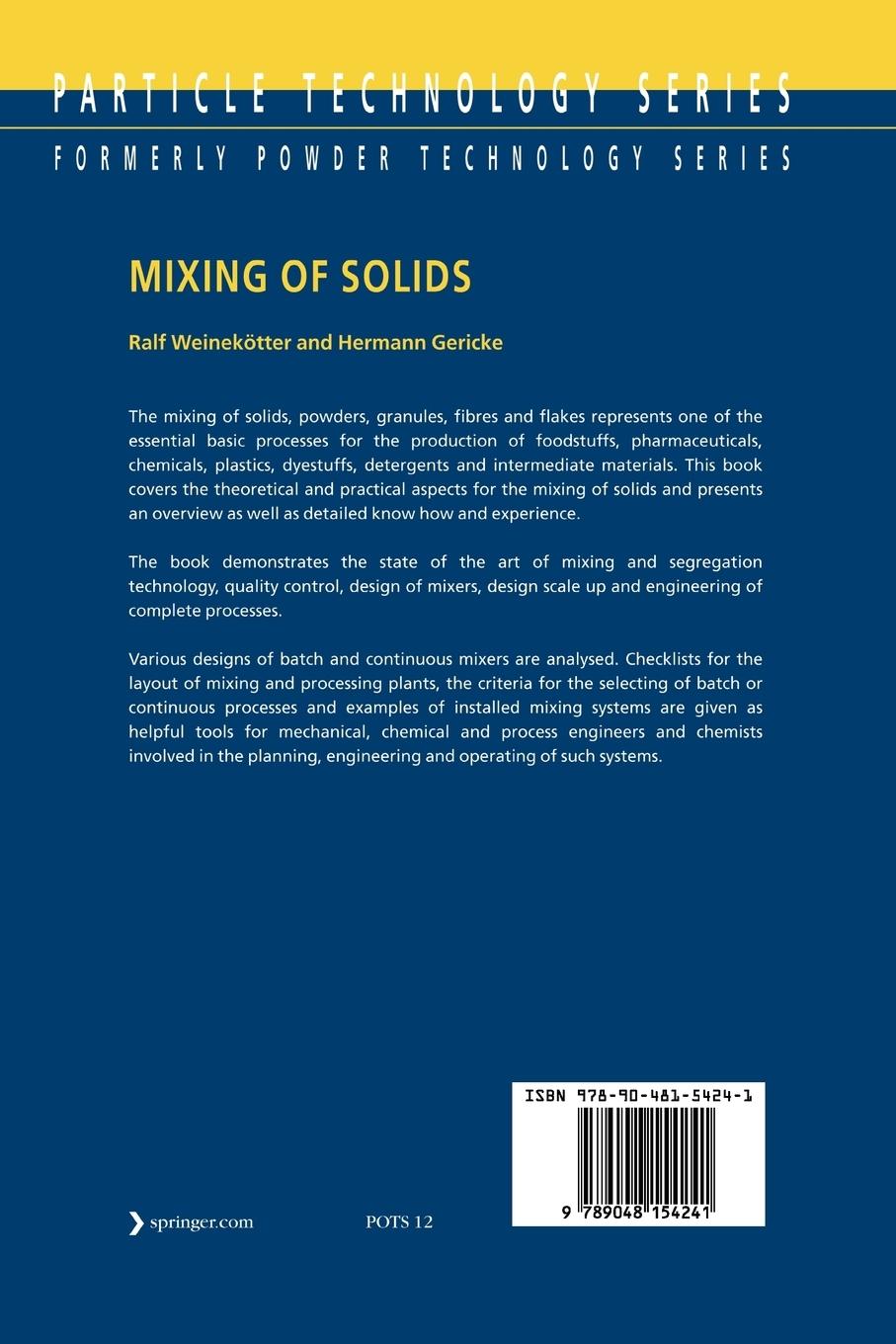 Rückseite: 9789048154241 | Mixing of Solids | H. Gericke (u. a.) | Taschenbuch | xvi | Englisch