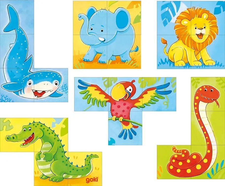 Bild: 4013594574341 | Würfelpuzzle Wilde Tiere | Spiel | Stülpdeckelschachtel, geklebt