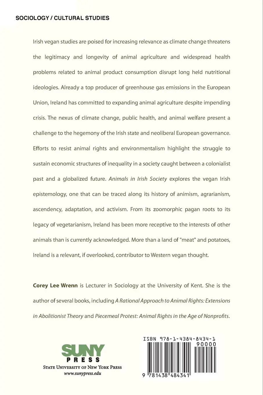 Rückseite: 9781438484341 | Animals in Irish Society | Corey Lee Wrenn | Taschenbuch | Englisch