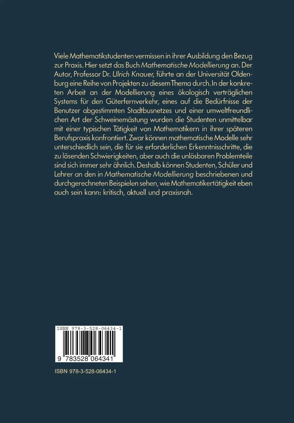 Rückseite: 9783528064341 | Mathematische Modellierung | Ulrich Knauer | Taschenbuch | x | Deutsch