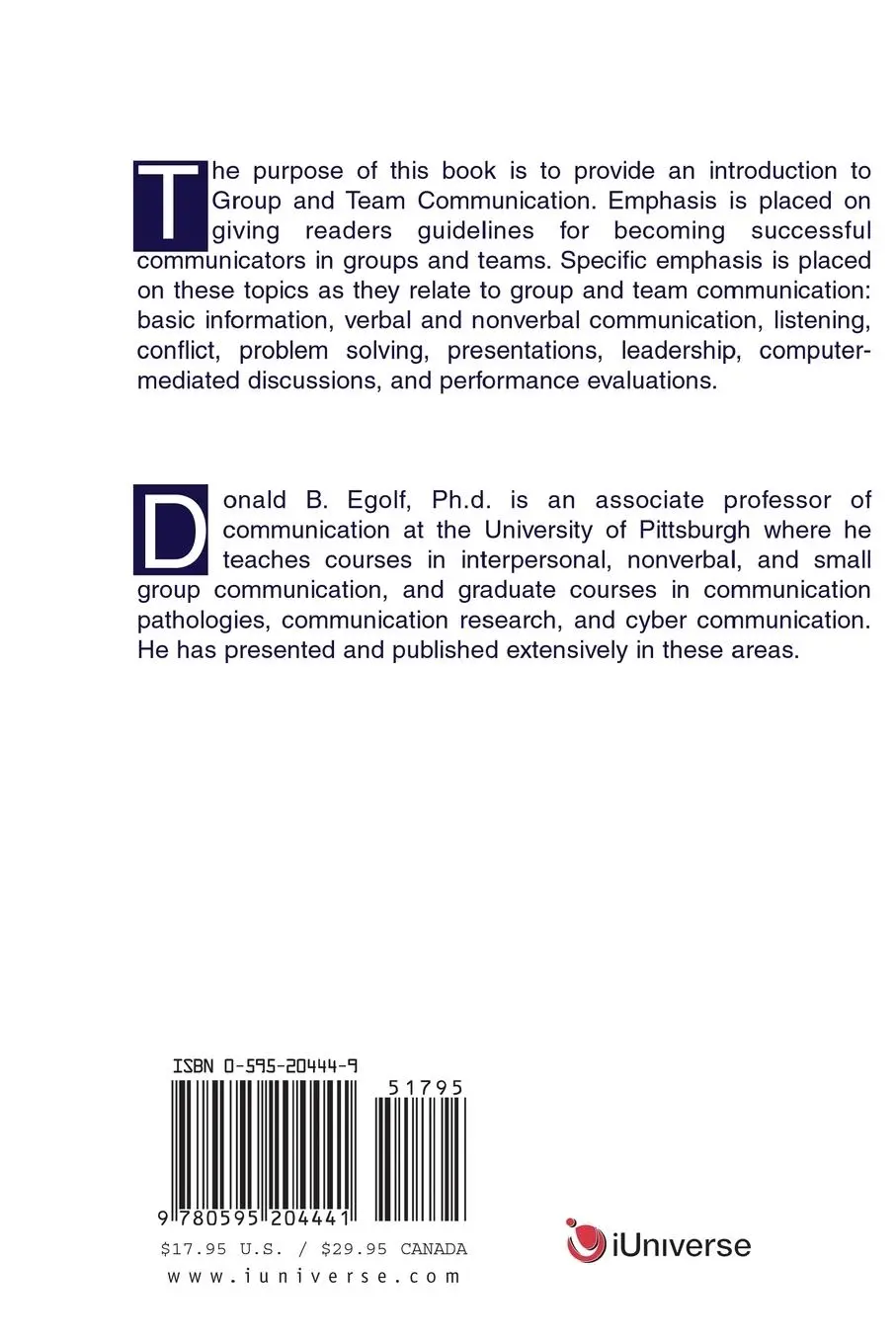 Rückseite: 9780595204441 | Forming Storming Norming Performing | Donald B Egolf | Taschenbuch