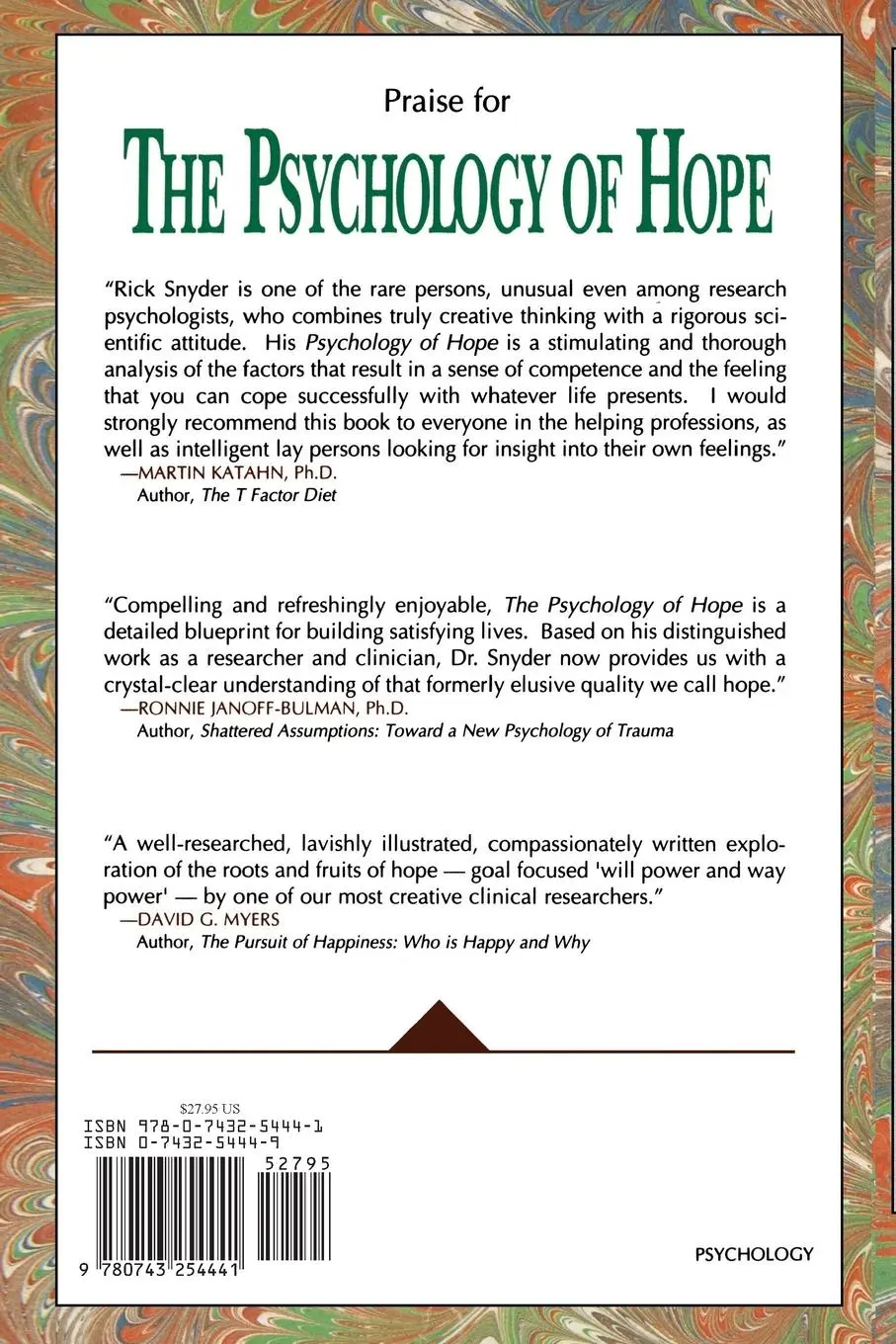 Rückseite: 9780743254441 | Psychology of Hope | You Can Get Here from There | C. R. Snyder | Buch