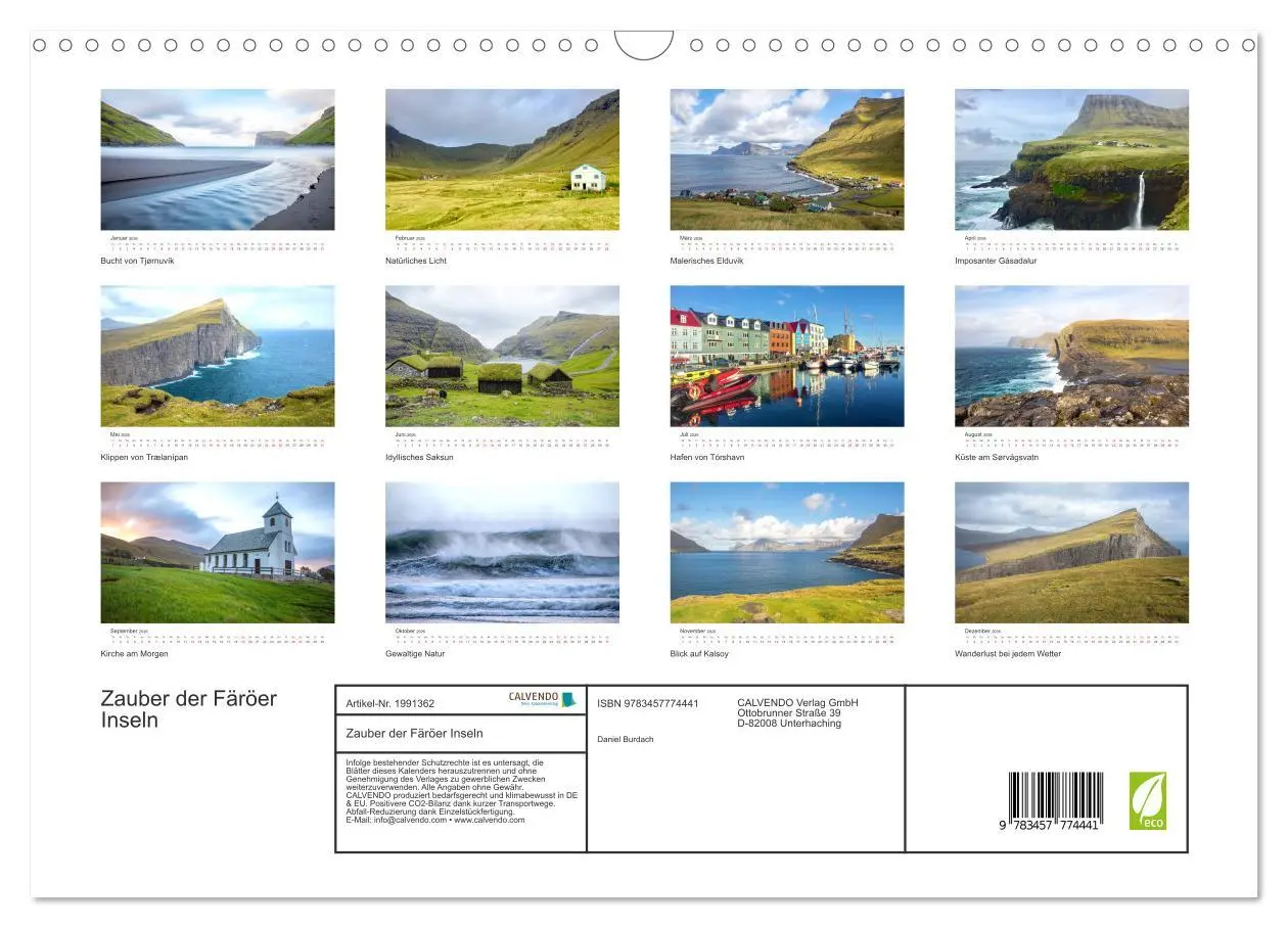 Bild: 9783457774441 | Zauber der Färöer Inseln (Wandkalender 2026 DIN A3 quer), CALVENDO...