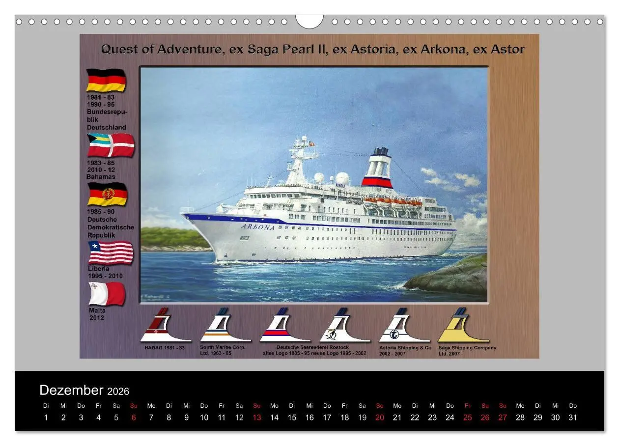 Bild: 9783516174441 | Schiffe im Spiegel ihrer Zeit (Wandkalender 2026 DIN A3 quer),...