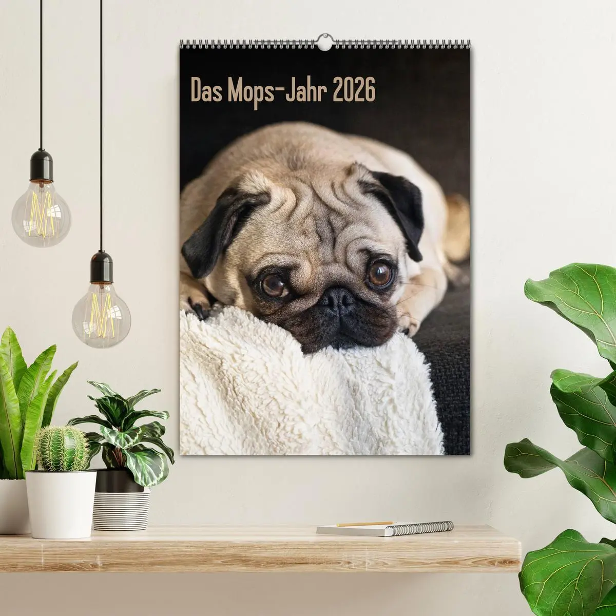 Bild: 9783516484441 | Das Mops-Jahr 2026 (Wandkalender 2026 DIN A2 hoch), CALVENDO...