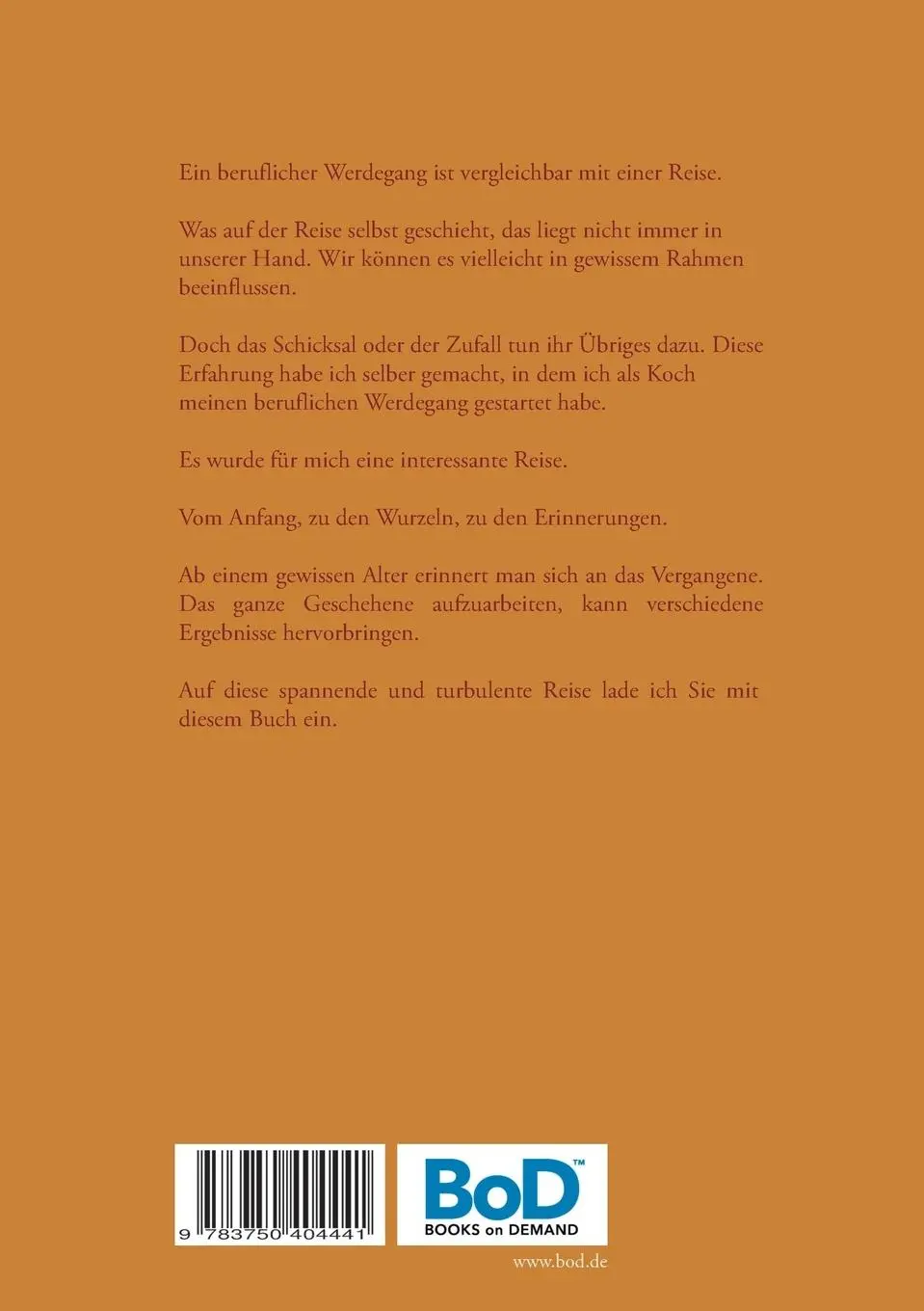 Rückseite: 9783750404441 | Einmal Koch und zurück | Die turbulente Biografie eines Berufslebens