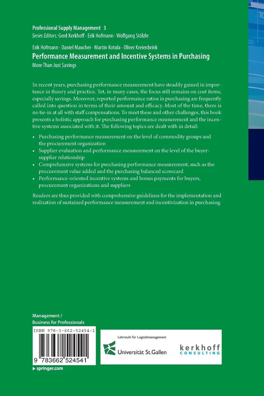 Rückseite: 9783662524541 | Performance Measurement and Incentive Systems in Purchasing | Buch