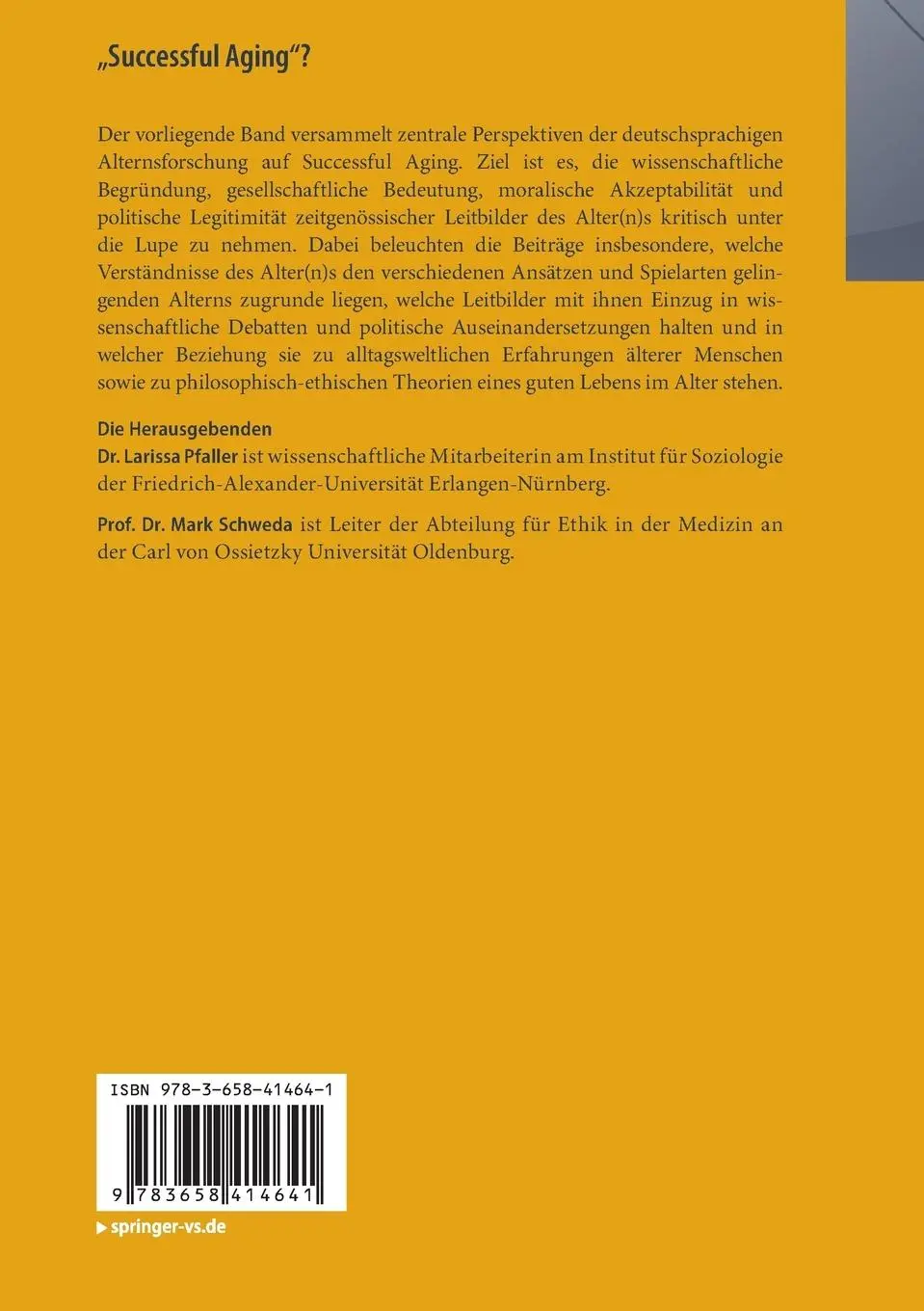 Rückseite: 9783658414641 | "Successful Aging"? | Leitbilder des Alterns in der Diskussion | Buch
