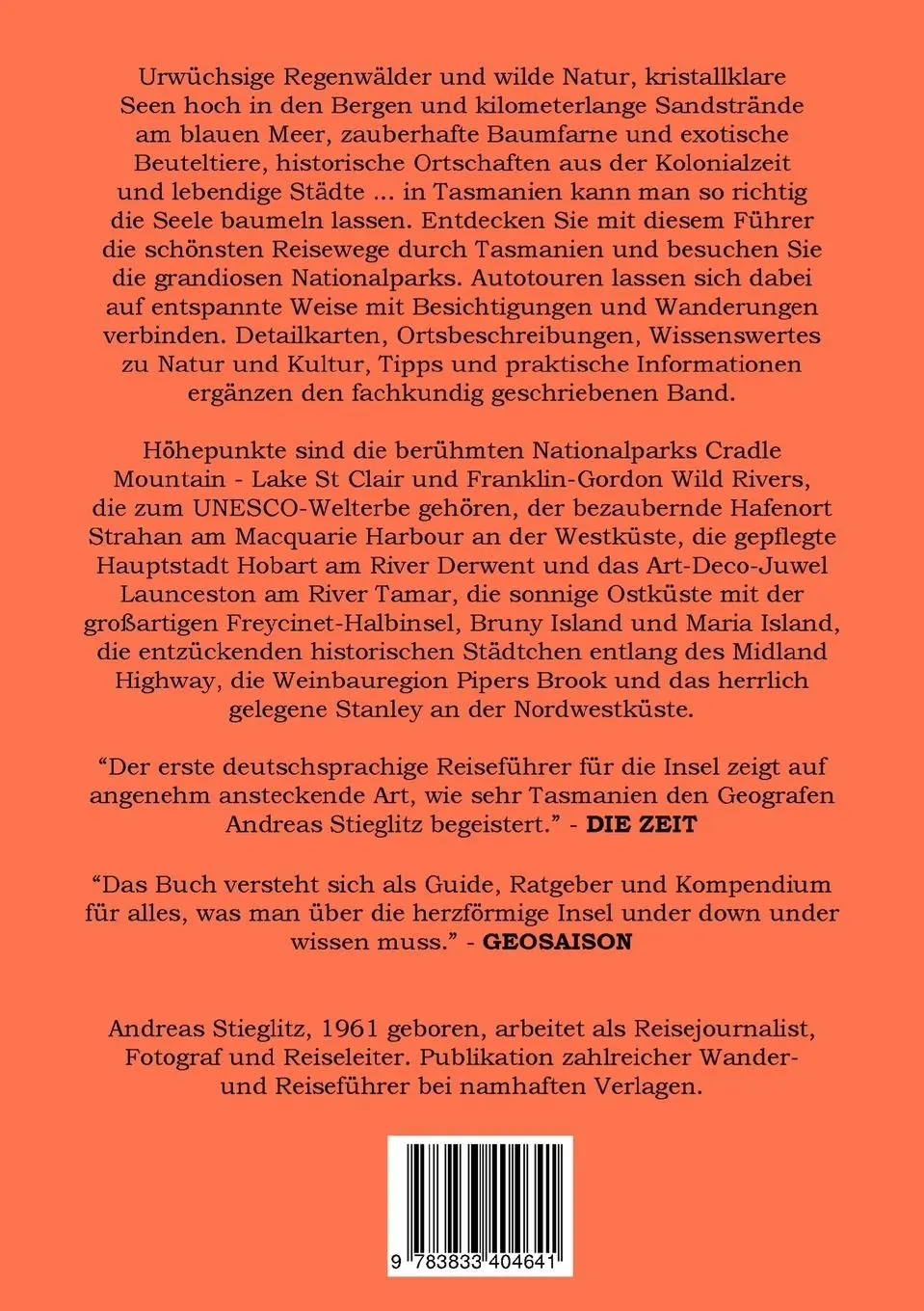 Rückseite: 9783833404641 | Tasmanien | Reiseführer einer einzigartigen Insel | Andreas Stieglitz