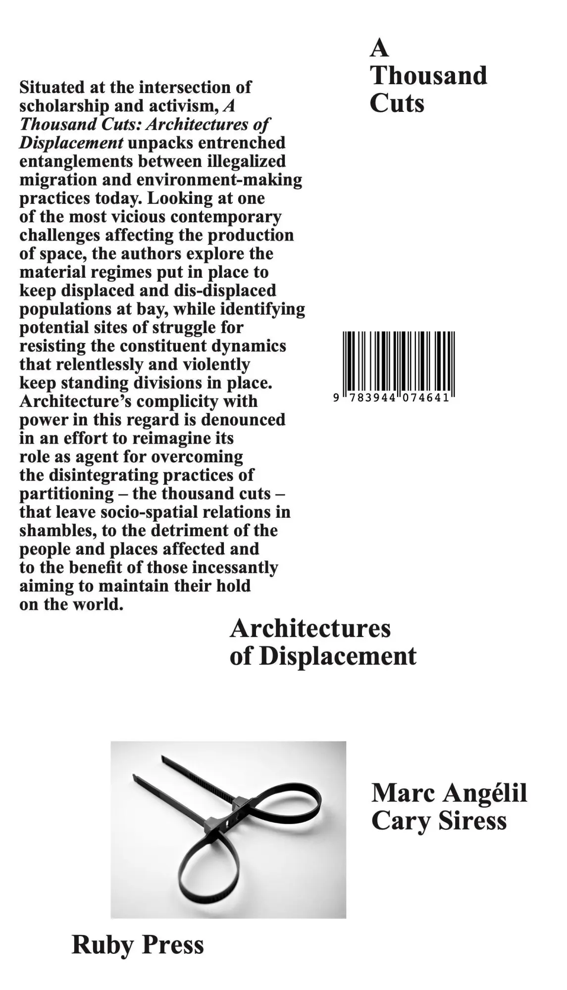 Cover: 9783944074641 | A Thousand Cuts: Architectures of Displacement | Marc Angélil (u. a.)