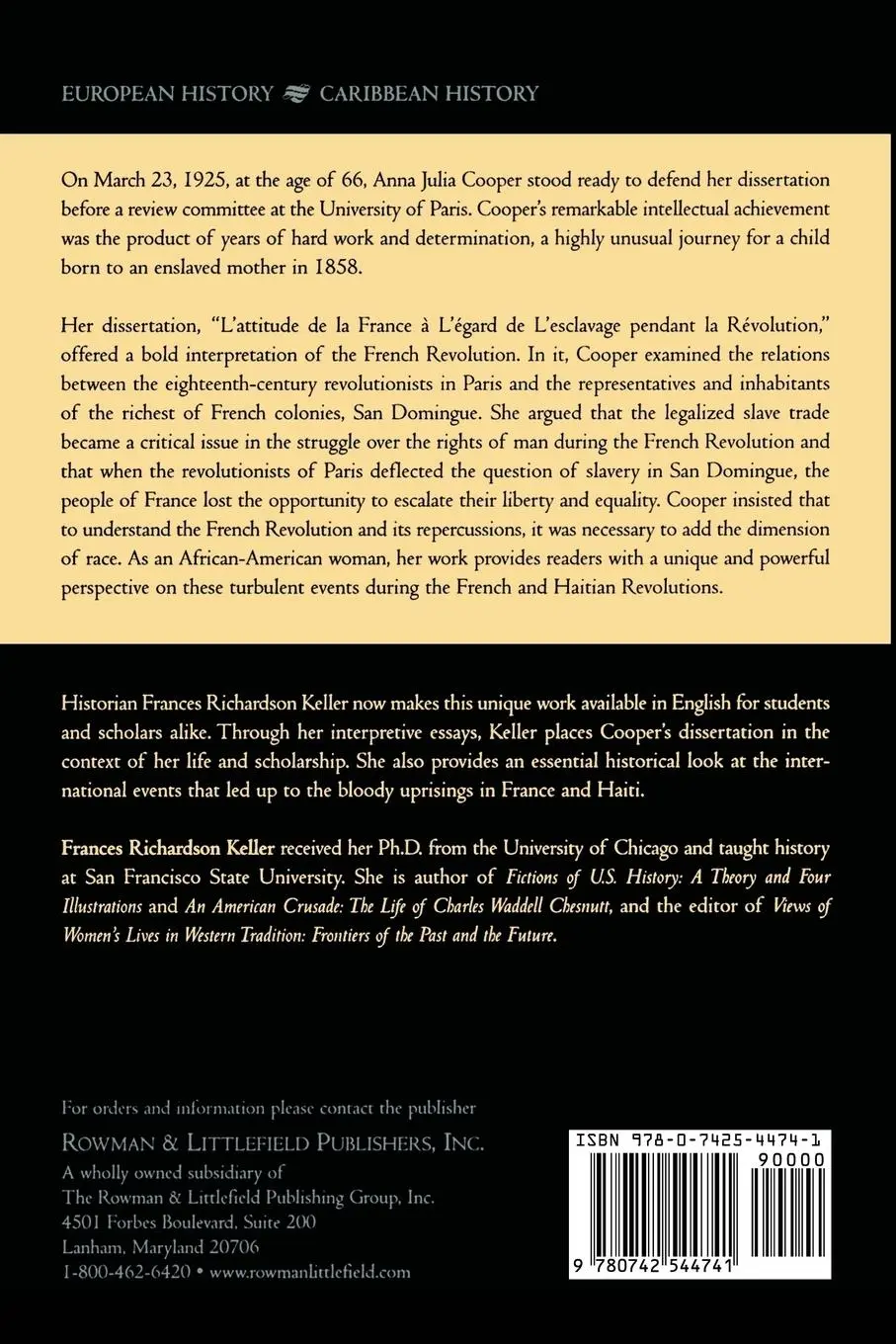 Rückseite: 9780742544741 | Slavery and the French and Haitian Revolutionists | Anna Julia Cooper