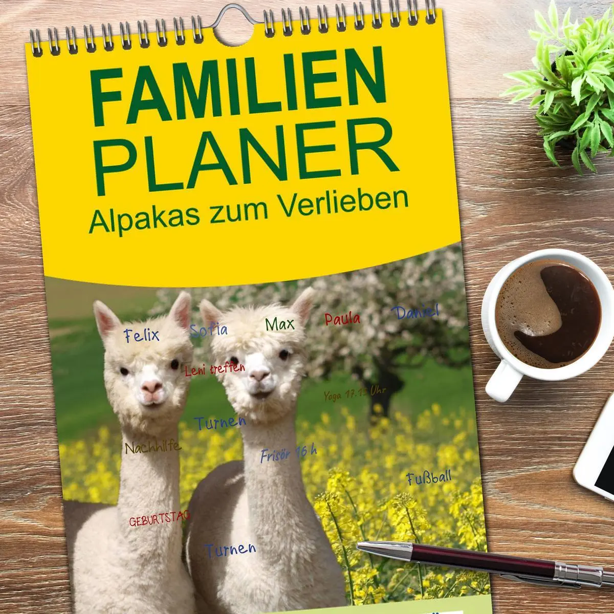 Bild: 9783516514841 | Familienplaner 2026 - Alpakas zum Verlieben mit 5 Spalten...