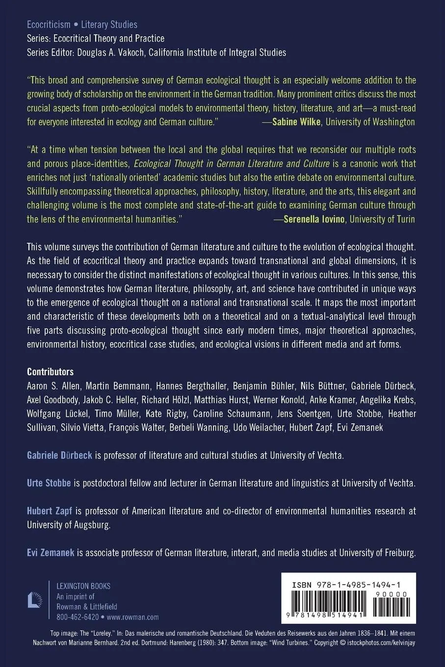 Rückseite: 9781498514941 | Ecological Thought in German Literature and Culture | Duerbeck (u. a.)