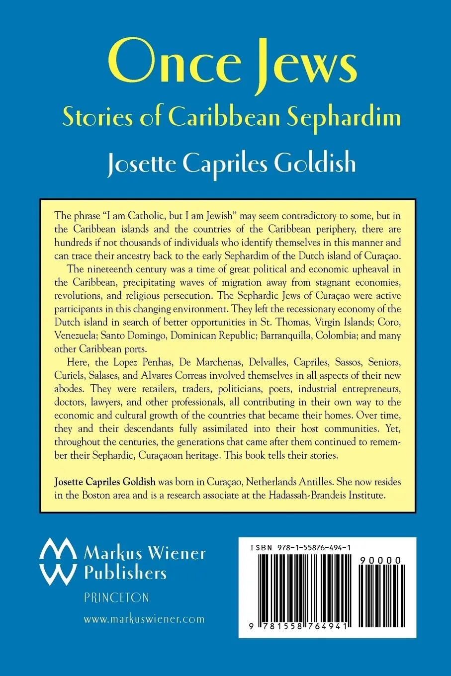 Rückseite: 9781558764941 | Once Jews | Stories of Caribbean Sephardim | Josette C. Goldish | Buch