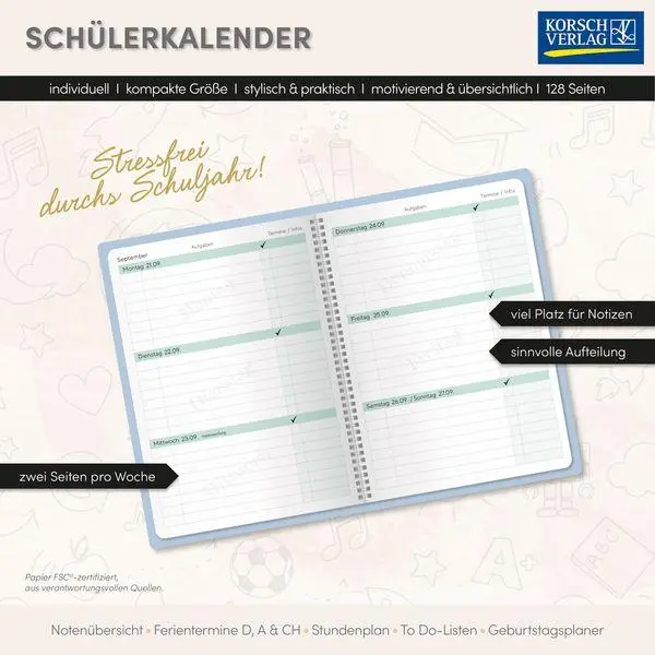 Bild: 9783819304941 | Schülerkalender Light on 2026/2027 | Verlag Korsch | Kalender | 128 S.