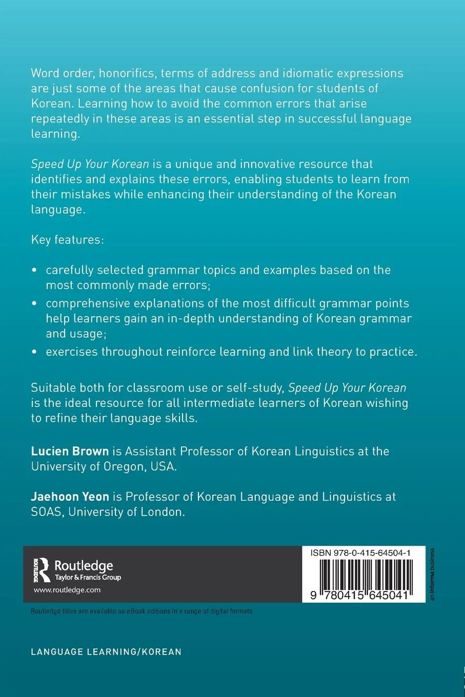 Rückseite: 9780415645041 | Speed up your Korean | Strategies to Avoid Common Errors | Taschenbuch
