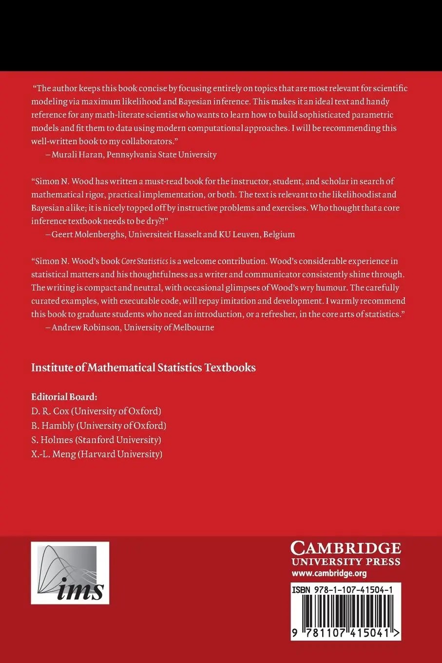 Rückseite: 9781107415041 | Core Statistics | Simon N. Wood | Taschenbuch | Englisch | 2015