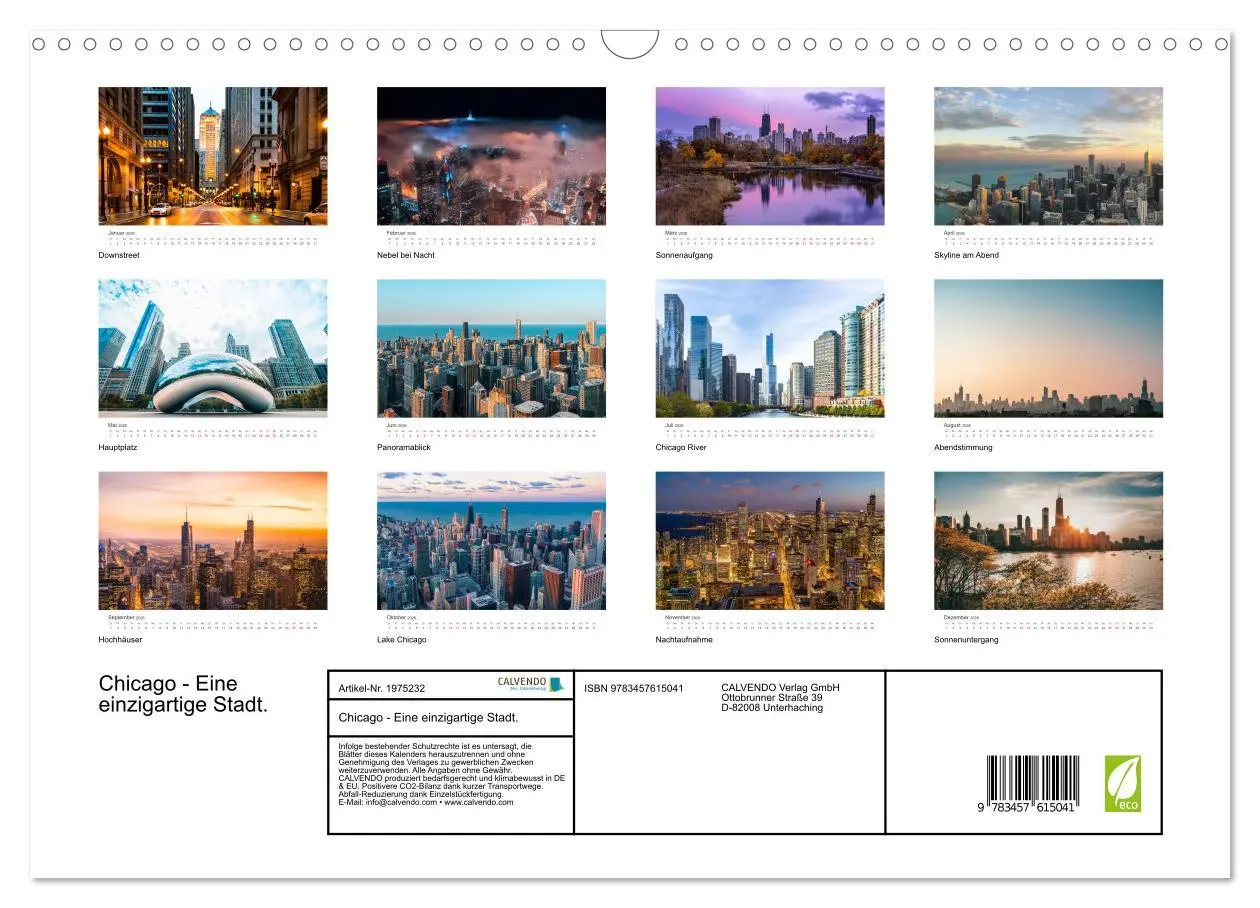 Bild: 9783457615041 | Chicago - Eine einzigartige Stadt. (Wandkalender 2026 DIN A3 quer),...
