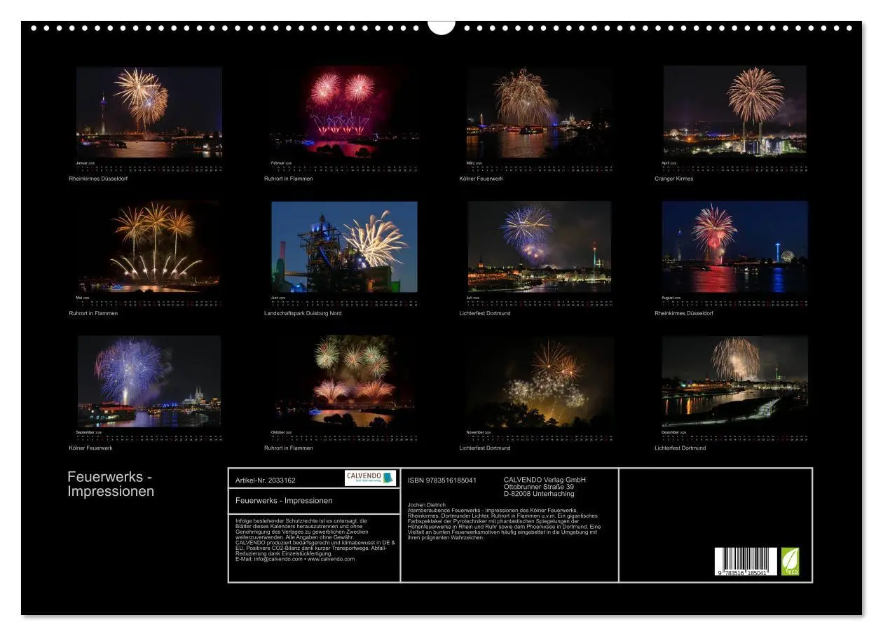 Bild: 9783516185041 | Feuerwerks - Impressionen (Wandkalender 2026 DIN A2 quer), CALVENDO...