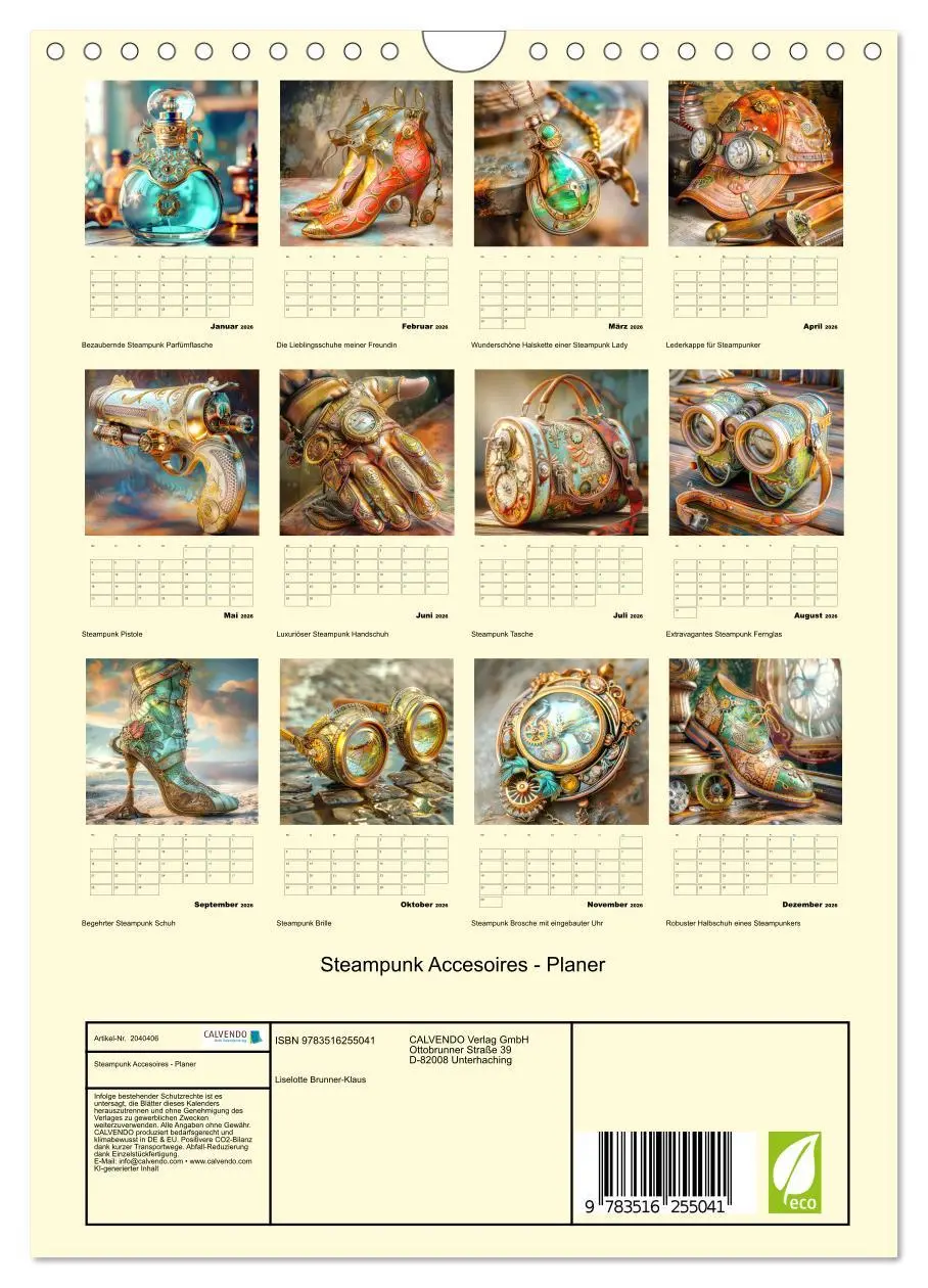 Bild: 9783516255041 | Steampunk Accesoires - Planer (Wandkalender 2026 DIN A4 hoch),...