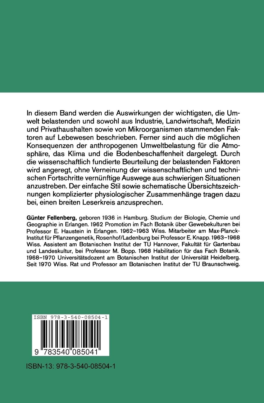 Rückseite: 9783540085041 | Umweltforschung | Einführung in die Probleme der Umweltverschmutzung