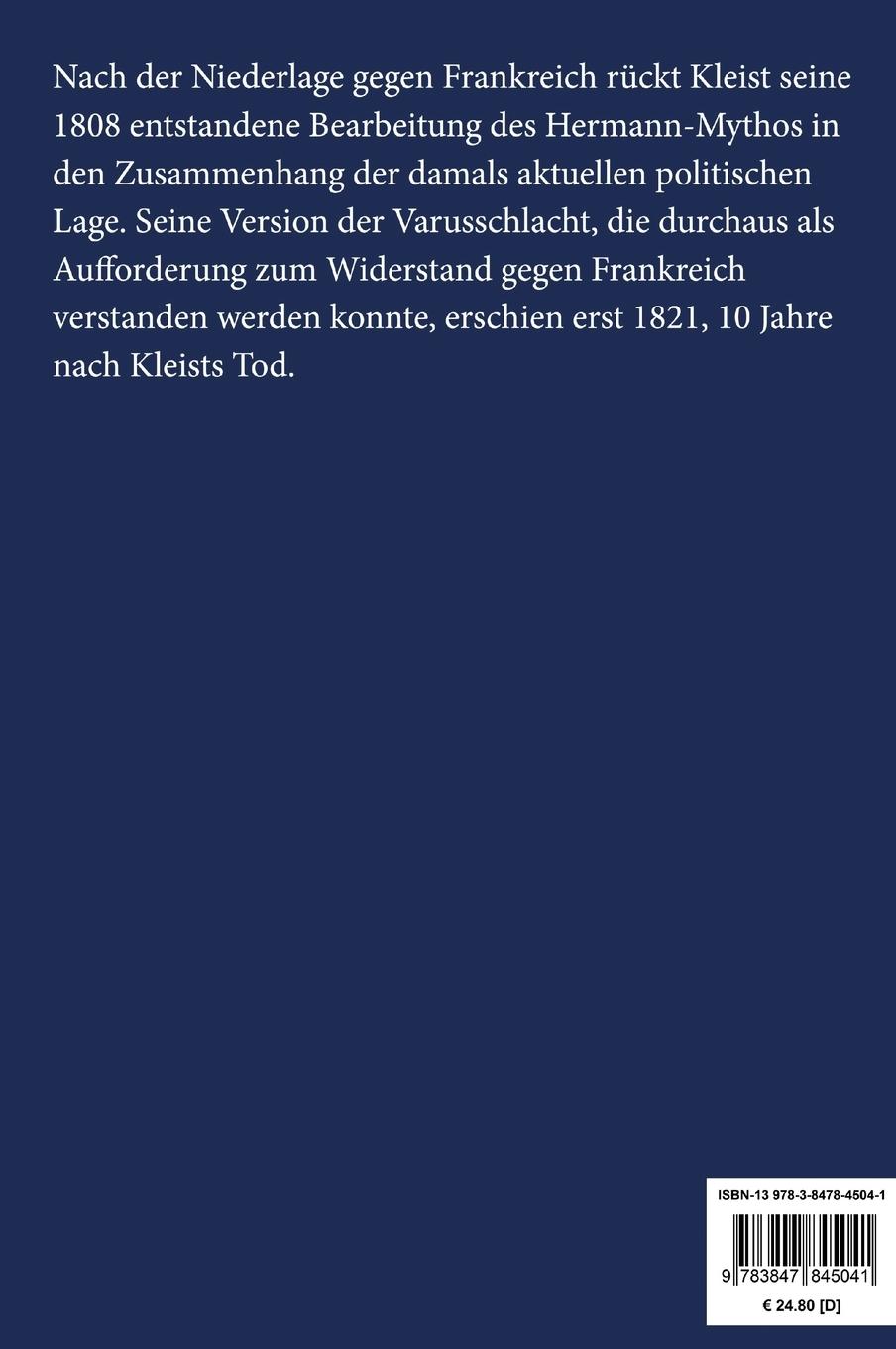Rückseite: 9783847845041 | Die Hermannsschlacht (Großdruck) | Ein Drama in fünf Aufzügen | Kleist