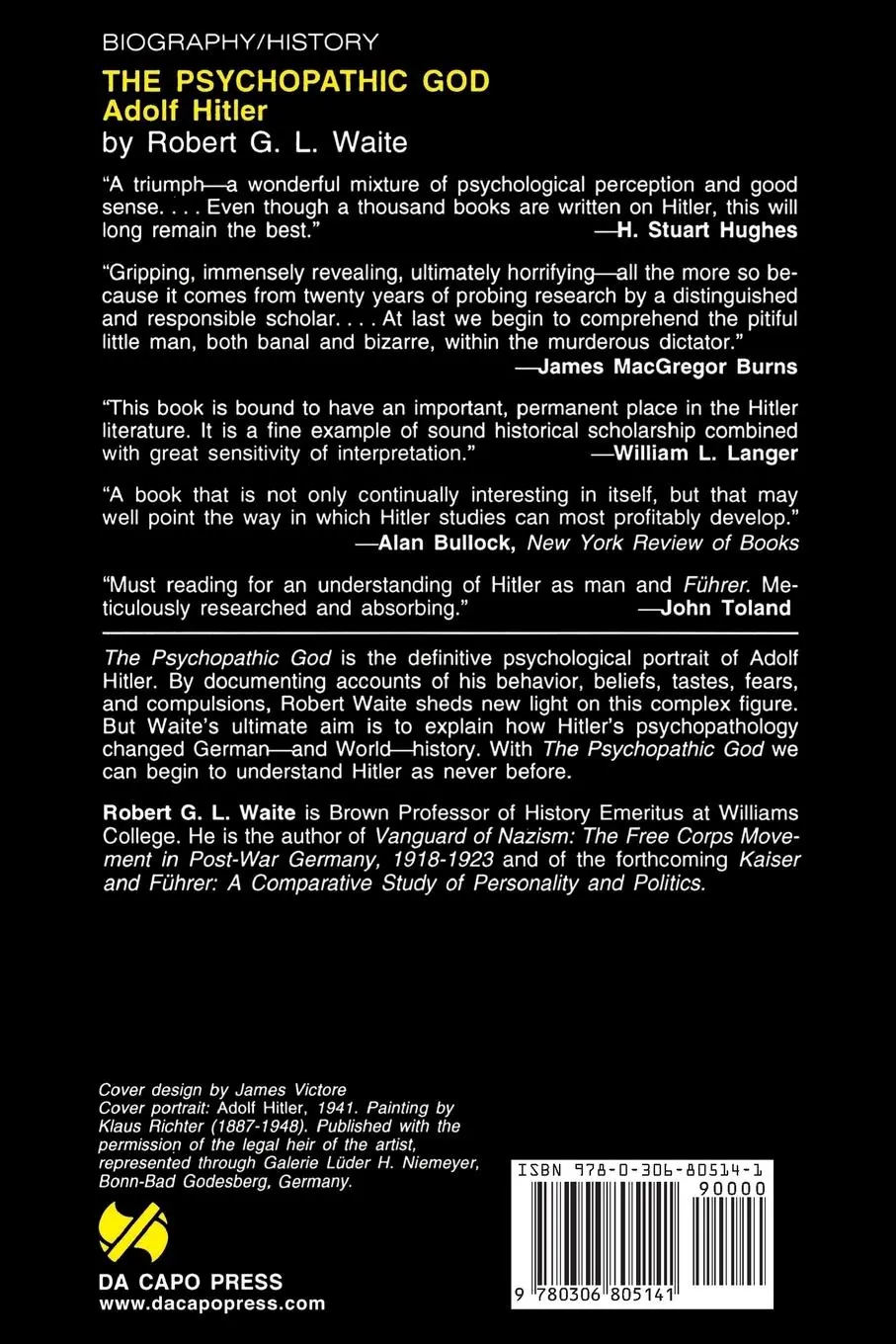 Rückseite: 9780306805141 | The Psychopathic God | Adolph Hitler | Robert Waite | Taschenbuch