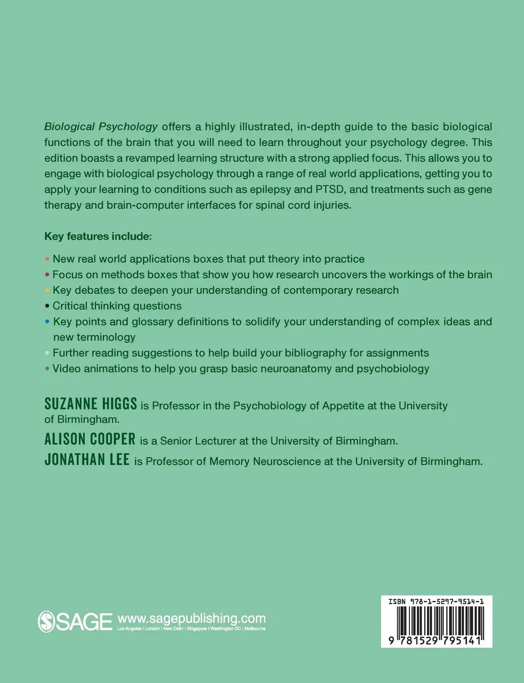 Rückseite: 9781529795141 | Biological Psychology | Suzanne Higgs (u. a.) | Taschenbuch | Englisch