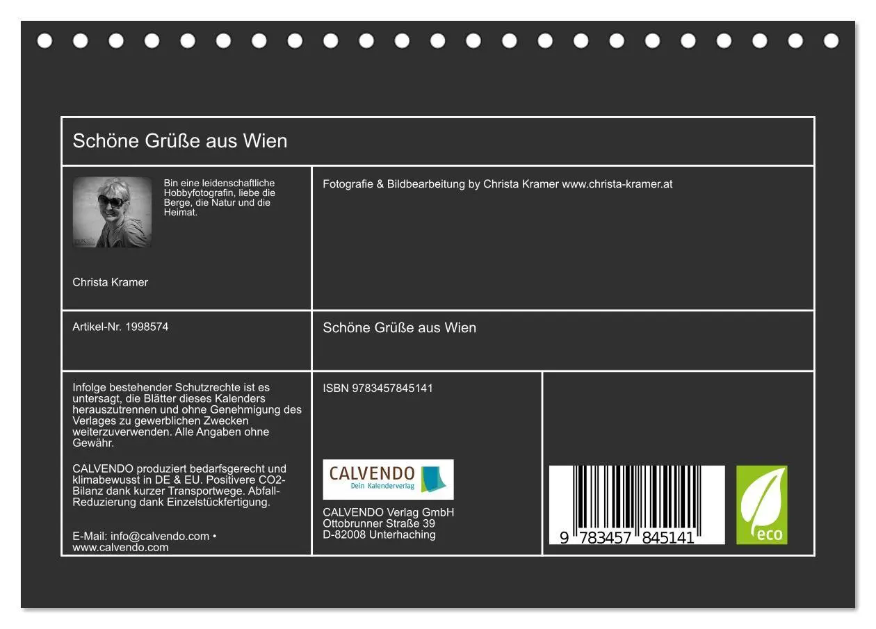Bild: 9783457845141 | Schöne Grüße aus Wien (Tischkalender 2026 DIN A5 quer), CALVENDO...
