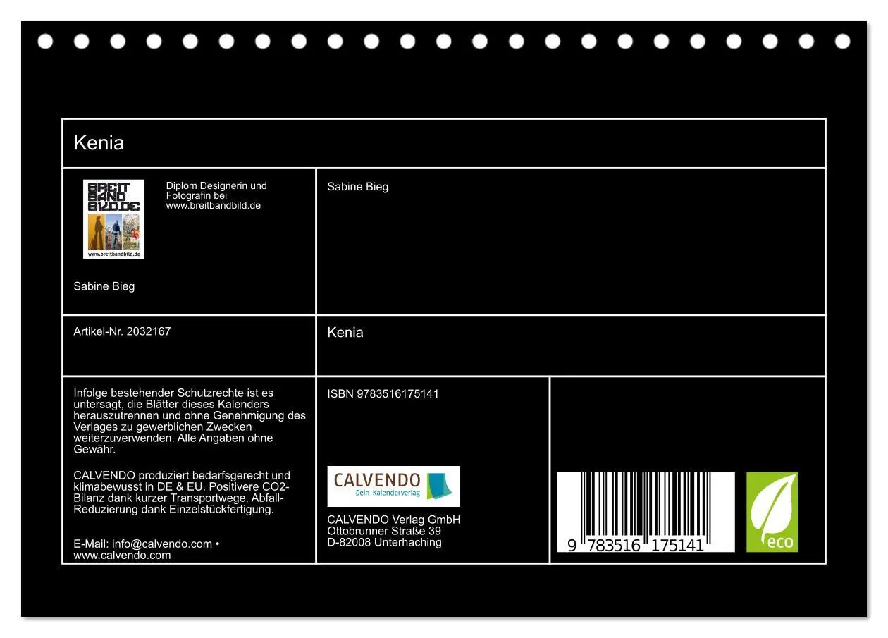 Bild: 9783516175141 | Kenia (Tischkalender 2026 DIN A5 quer), CALVENDO Monatskalender | 2026