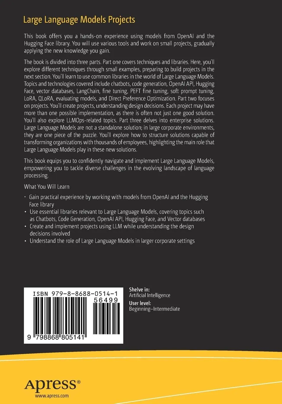 Rückseite: 9798868805141 | Large Language Models Projects | Pere Martra | Taschenbuch | xx | 2025