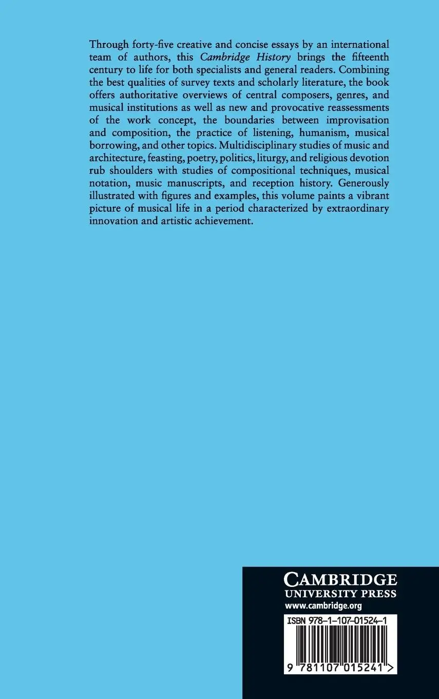 Rückseite: 9781107015241 | The Cambridge History of Fifteenth-Century Music | Berger (u. a.)