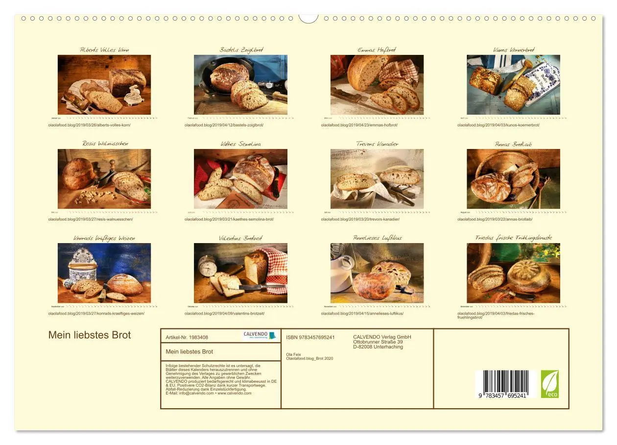 Bild: 9783457695241 | Mein liebstes Brot (hochwertiger Premium Wandkalender 2026 DIN A2...