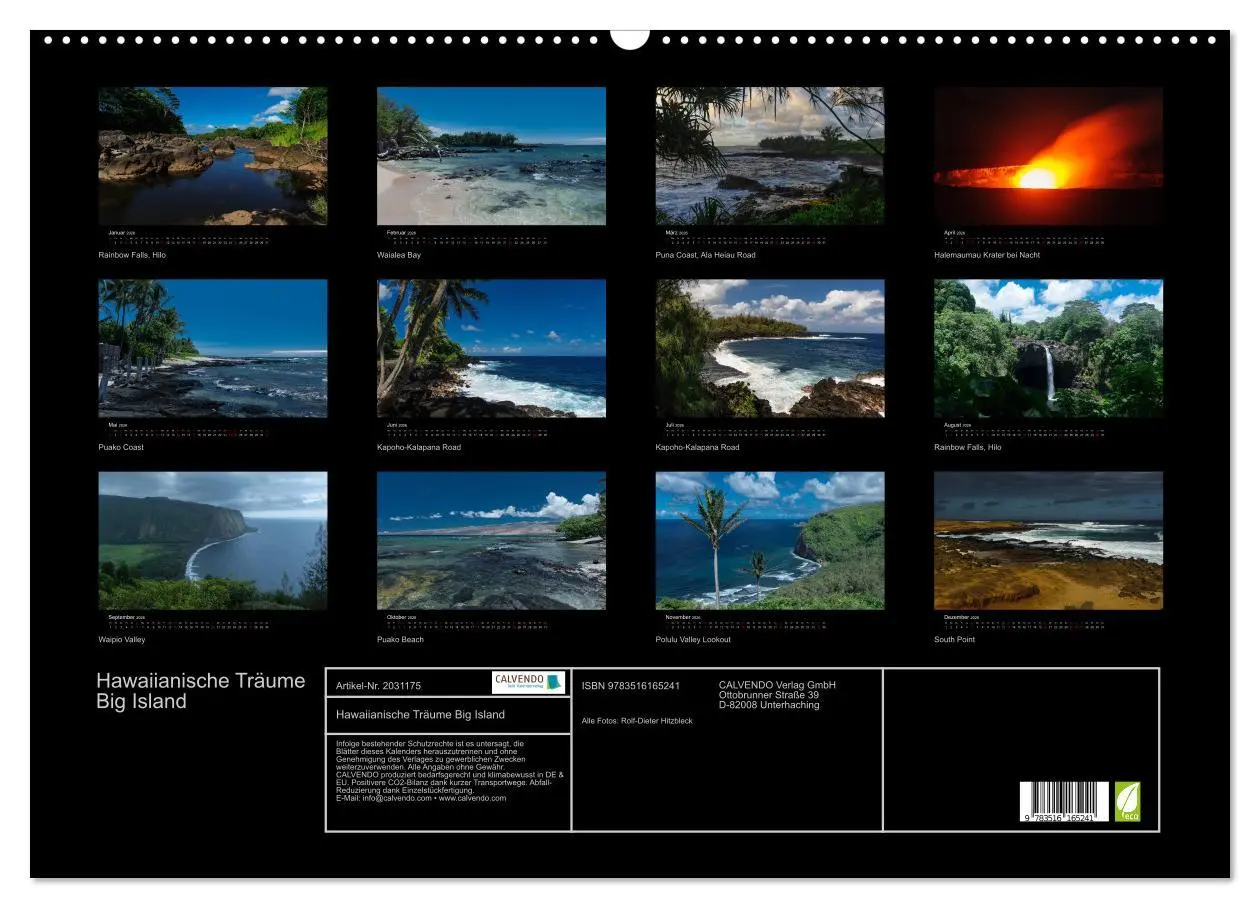 Bild: 9783516165241 | Hawaiianische Träume Big Island (Wandkalender 2026 DIN A2 quer),...