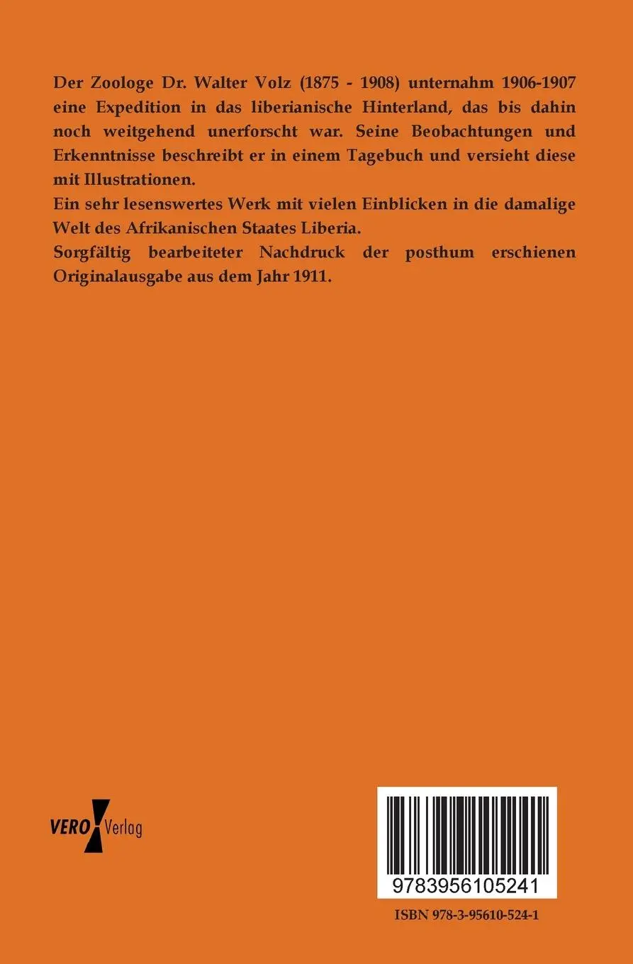 Rückseite: 9783956105241 | Reise durch das Hinterland von Liberia | im Winter 1906 - 1907 | Volz