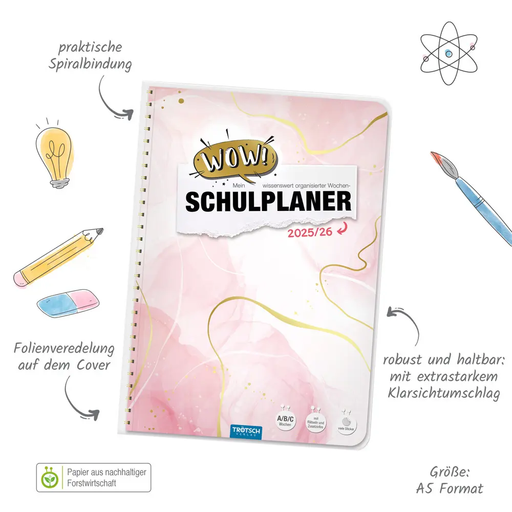 Bild: 9783988025241 | Trötsch Schulplaner WOW Marble 25/26 | Trötsch Verlag GmbH &amp; Co. KG