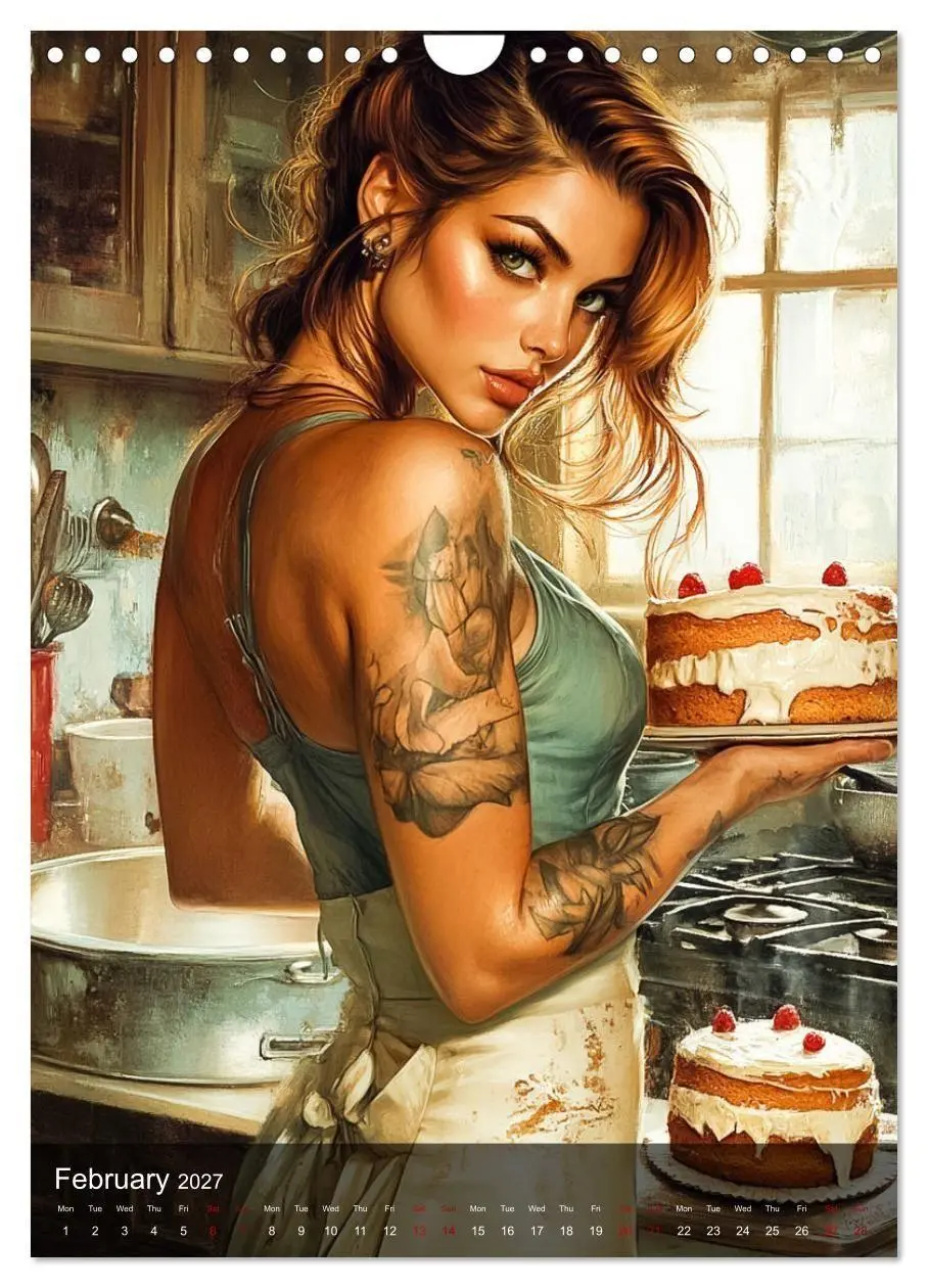 Bild: 9783569005341 | Tattoo Girls and Cakes (Wall Calendar 2027 DIN A4 portrait),...