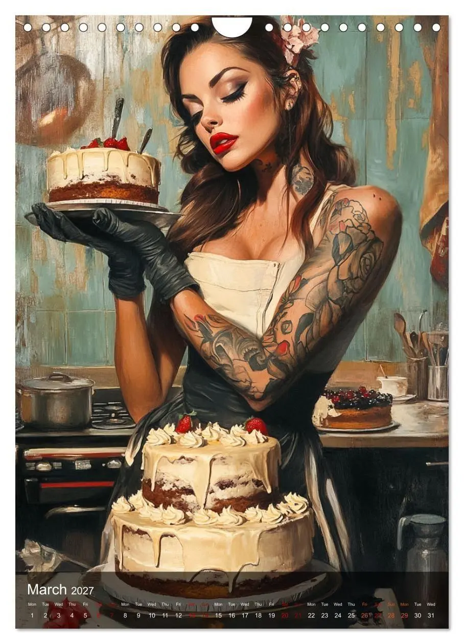 Bild: 9783569005341 | Tattoo Girls and Cakes (Wall Calendar 2027 DIN A4 portrait),...