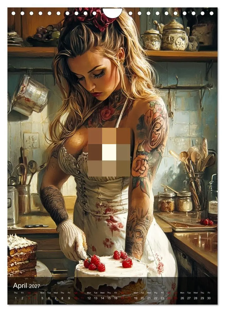 Bild: 9783569005341 | Tattoo Girls and Cakes (Wall Calendar 2027 DIN A4 portrait),...