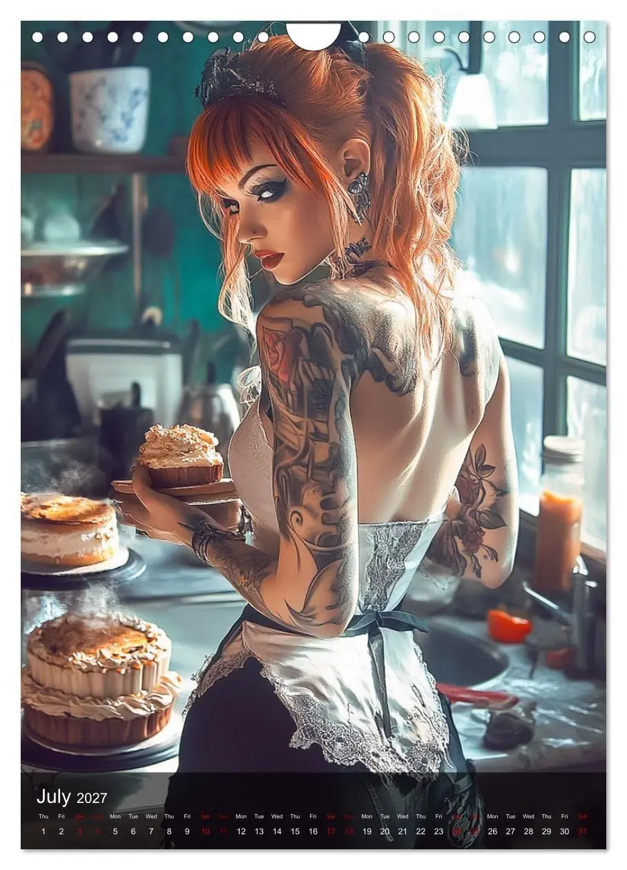 Bild: 9783569005341 | Tattoo Girls and Cakes (Wall Calendar 2027 DIN A4 portrait),...