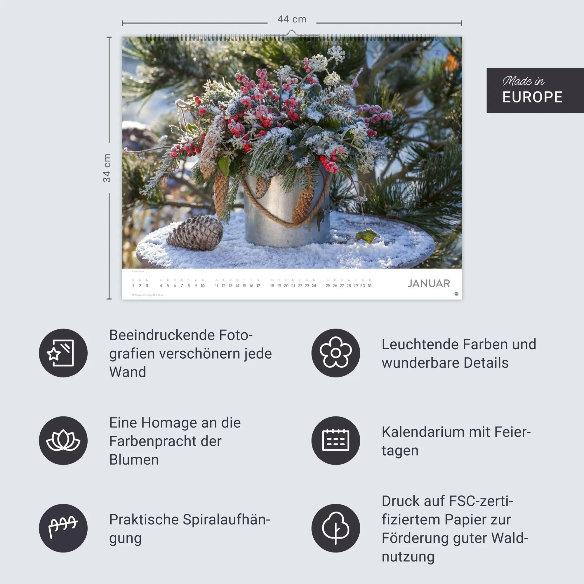 Bild: 9783756415441 | Blumenpracht Posterkalender 2027 | Heye | Kalender | Spiralbindung