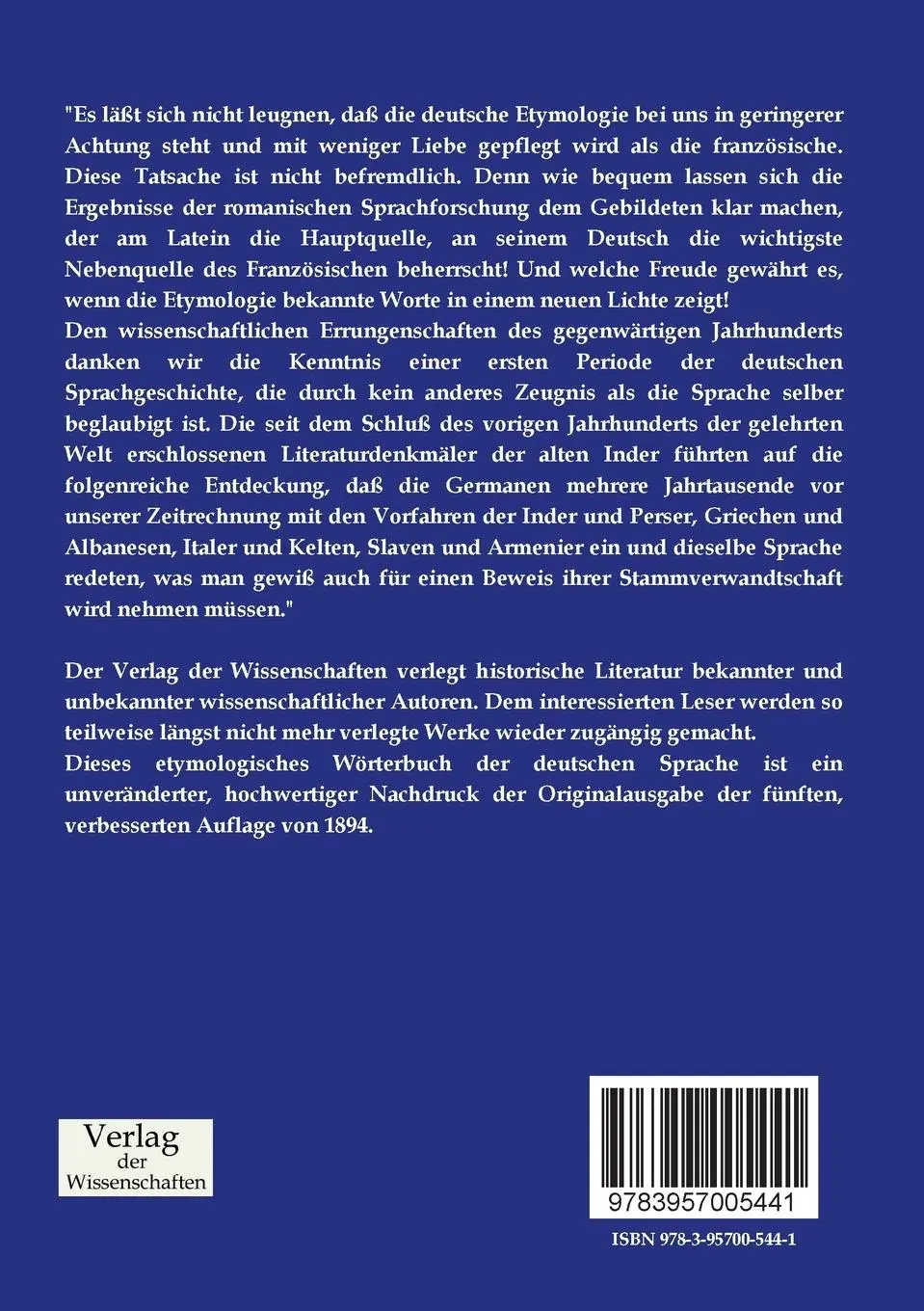Rückseite: 9783957005441 | Etymologisches Wörterbuch der deutschen Sprache | Friedrich Kluge