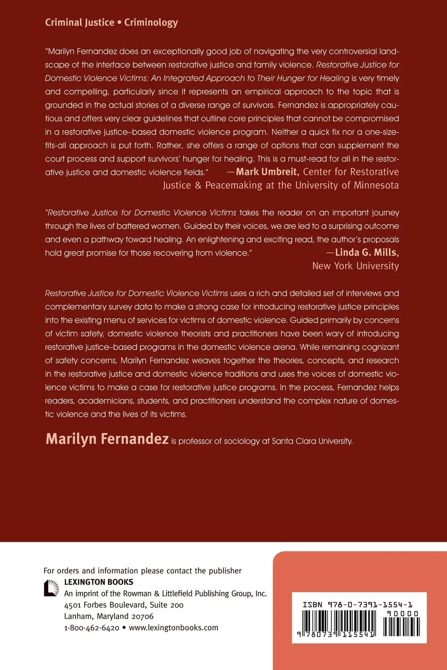 Rückseite: 9780739115541 | Restorative Justice for Domestic Violence Victims | Marilyn Fernandez