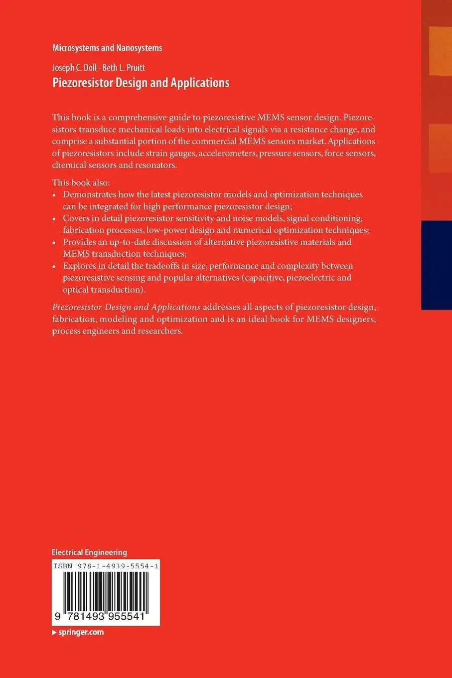 Rückseite: 9781493955541 | Piezoresistor Design and Applications | Joseph C. Doll (u. a.) | Buch