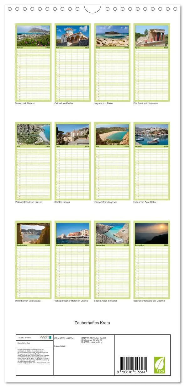 Bild: 9783516515541 | Familienplaner 2026 - Zauberhaftes Kreta mit 5 Spalten...