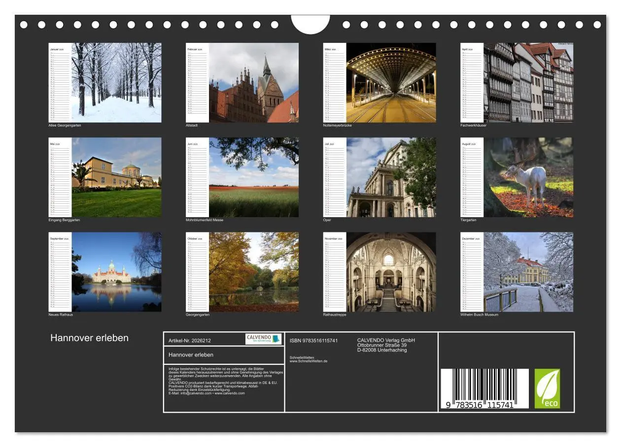Bild: 9783516115741 | Hannover erleben (Wandkalender 2026 DIN A4 quer), CALVENDO...